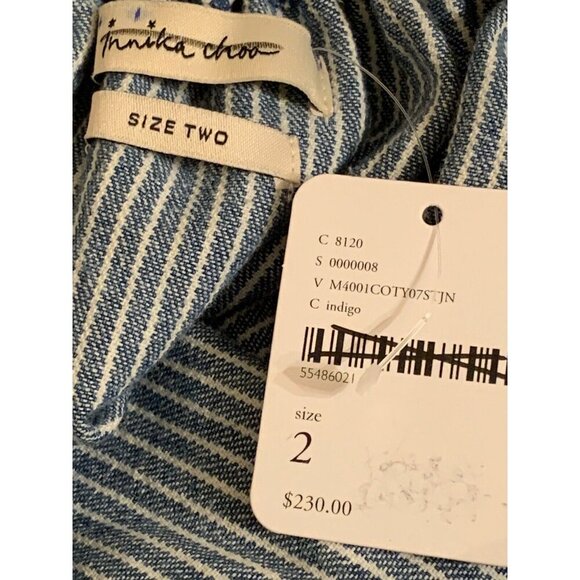 Free People INNIKA CHOO Mini Scalloped Railroad Stripe Blue Denim Skirt Size M 2 - Picture 11 of 11